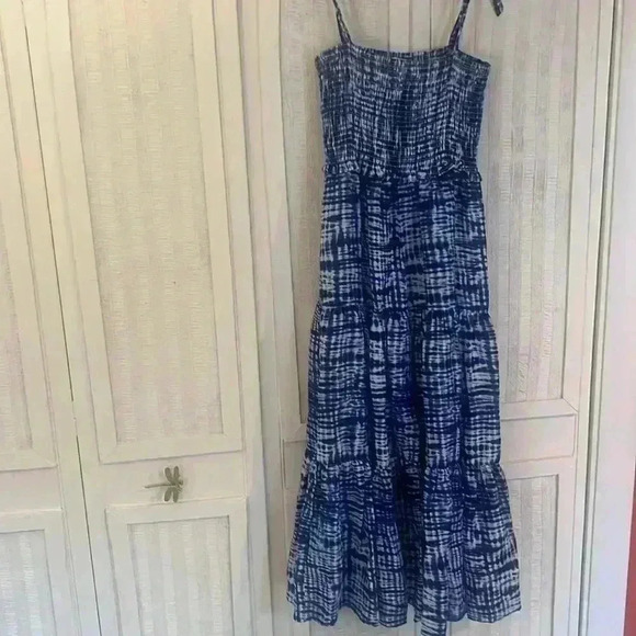 Solid & Striped Indigo Shibori Midi Dress sz L - Picture 6 of 11